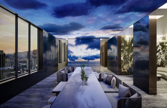 써밋 스카이라운지 미디어파사드. 대우건설 제공