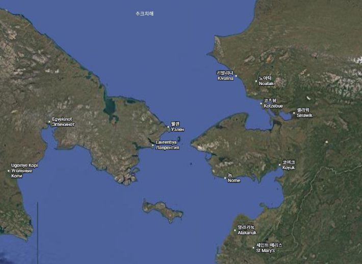 알래스카 서부에 위치한 놈은 북극항로 기착지로 주목받고 있다. 구글맵 캡처