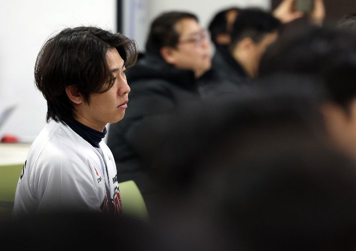 창단 기념식 참석한 두산 박찬호. 연합뉴스