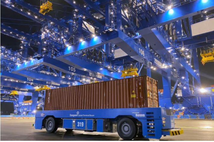 현대로템 무인이송장비. 김해시 제공