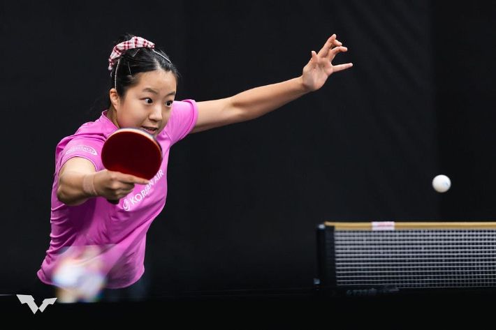 WTT 스타 컨텐더 도하 여자 단식에 나선 신유빈. WTT 인스타그램 캡처