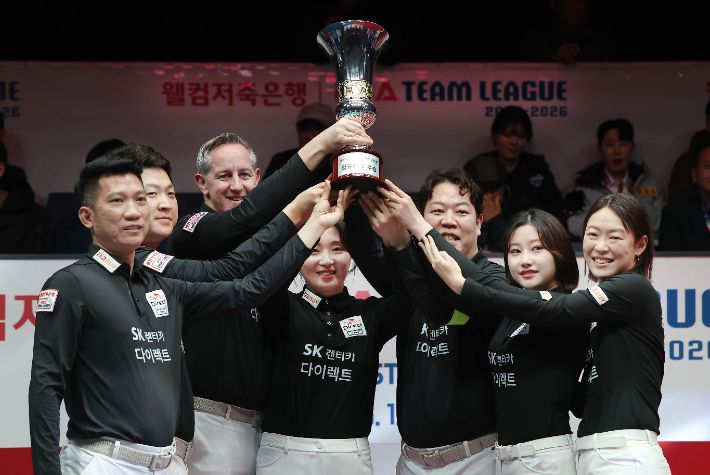 지난 시즌 프로당구 팀 리그 우승팀 SK렌터카 선수들. PBA