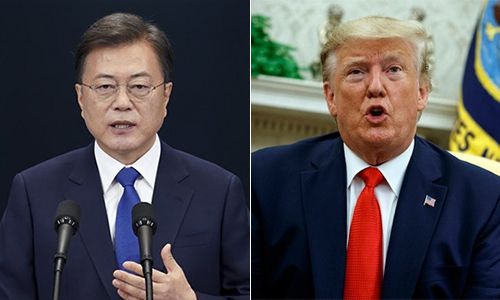 문재인 대통령(왼쪽), 도널드 트럼프 미국 대통령. 연합뉴스