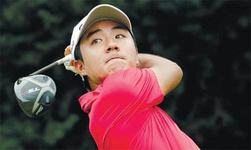 김한별이 30일 경기 포천 일동레이크골프클럽에서 열린 헤지스골프 KPGA오픈 최종 4라운드 3번 홀에서 티샷을 하고 있다. KPGA 제공