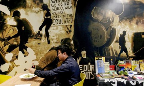 홍콩의 민주화운동가 등을 돕는 대만의 한 레스토랑 모습. 사우트차이나모닝포스트 제공