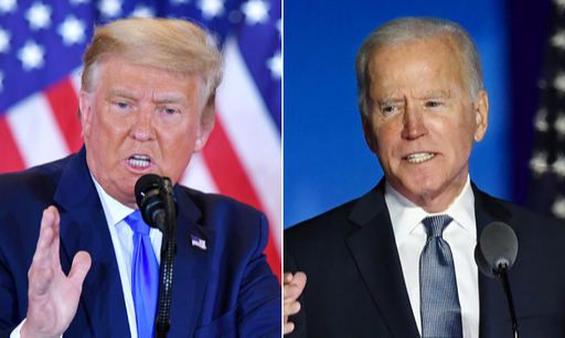 도널드 트럼프 미국 대통령(왼쪽)과 조 바이든 민주당 대선 후보. 연합뉴스