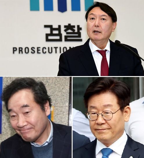 윤석열 검찰총장(위)과 더불어민주당 이낙연 대표(아래 왼쪽), 이재명 경기도지사(아래 오른쪽). 세계일보 자료사진