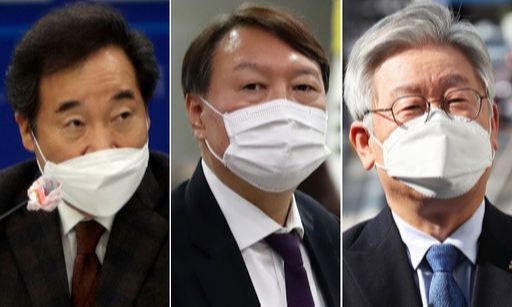 (왼쪽부터) 이낙연 더불어민주당 대표, 윤석열 검찰총장, 이재명 경기지사