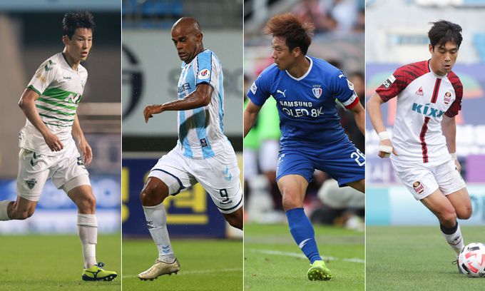 전북 손준호(왼쪽부터), 울산 주니오, 수원 염기훈, 서울 박주영