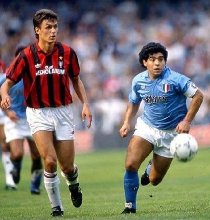 파올로 말디니(왼쪽)와 디에고 마라도나