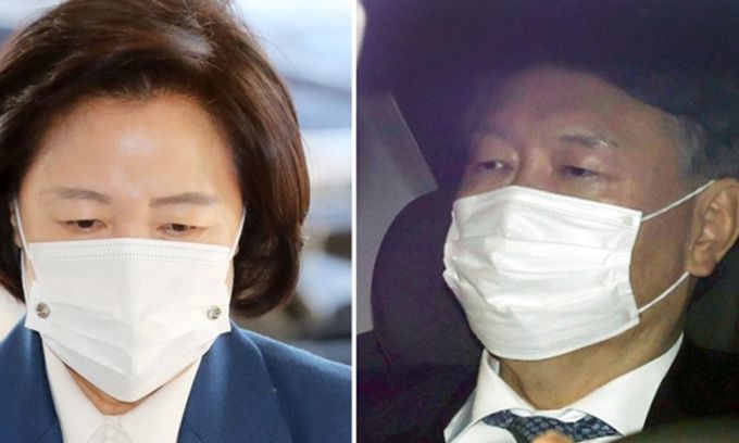 추미애 장관과 윤석열 총장. 연합뉴스