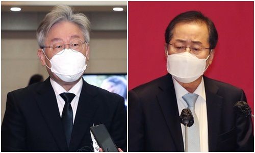 이재명 경기도지사(왼쪽)와 홍준표 무소속 의원. 연합뉴스