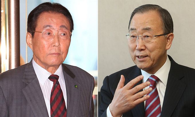 고건 전 총리(왼쪽), 반기문 전 사무총장. 연합뉴스