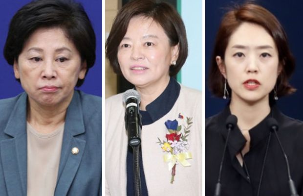 왼쪽부터 남인순, 진선미, 고민정 더불어민주당 의원. 세계일보 자료사진