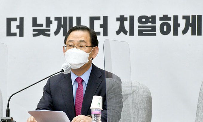 국민의힘 주호영 당대표 권한대행 겸 원내대표가 20일 국회에서 열린 원내대책회의에서 발언하고 있다. 허정호 선임기자