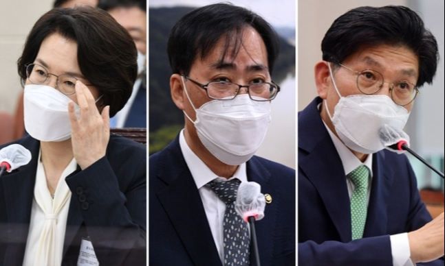 (왼쪽부터) 임혜숙 과학기술정보통신부·박준영 해양수산부·노형욱 국토교통부 장관 후보자. 연합뉴스