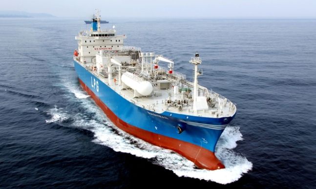 현대중공업이 건조한 초대형LPG선의 시운전 모습. 한국조선해양 제공
