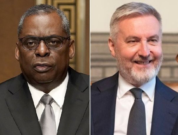 로이드 오스킨 미국 국방장관(왼쪽)과 로렌초 구에리니 이탈리아 국방장관. 세계일보 자료사진