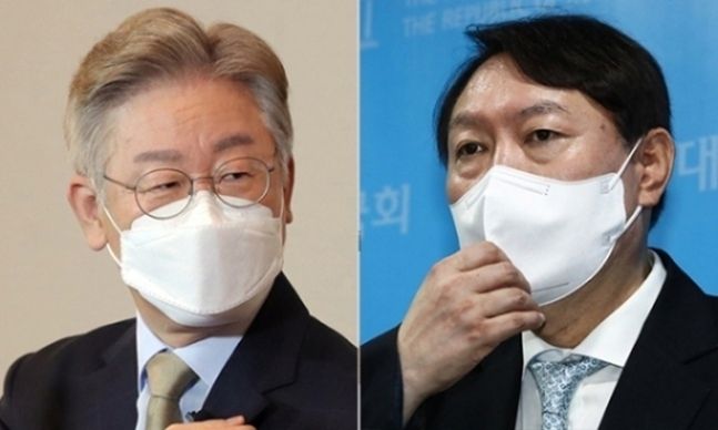 이재명 경기도지사(왼쪽), 윤석열 전 검찰총장. 연합뉴스
