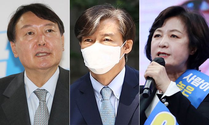윤석열(왼쪽부터), 조국, 추미애. 연합뉴스