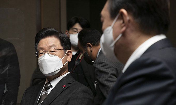 더불어민주당 이재명 대선후보(왼쪽)와 국민의힘 윤석열 대선후보. 국회사진기자단