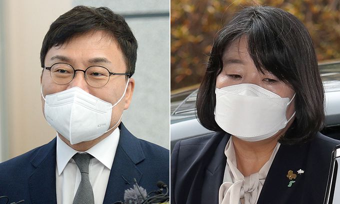 이상직(왼쪽), 윤미향 의원. 뉴시스