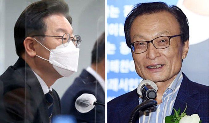 더불어민주당 이재명 대선 후보(왼쪽), 더불어민주당 이해찬 전 당대표.