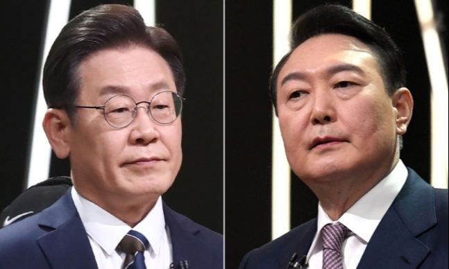 이재명 더불어민주당 대선 후보(왼쪽), 윤석열 국민의힘 대선 후보. 공동취재사진