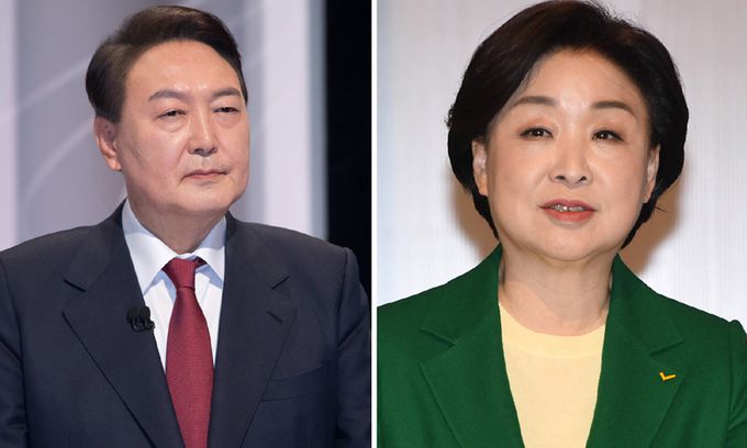 국민의힘 윤석열 대선 후보(왼쪽), 정의당 심상정 대선 후보. 연합뉴스