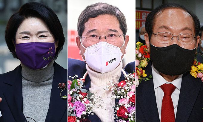 왼쪽부터 조은희(서울 서초갑), 김학용(경기 안성), 임병헌(대구 중남) 당선인. 연합뉴스·뉴시스·연합뉴스