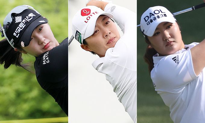 박현경(왼쪽부터), 김효주, 유해란