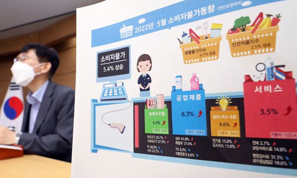 어운선 통계청 경제동향통계심의관이 3일 오전 세종시 정부세종청사에서 2022년 5월 소비자물가동향을 발표하고 있다. 뉴시스