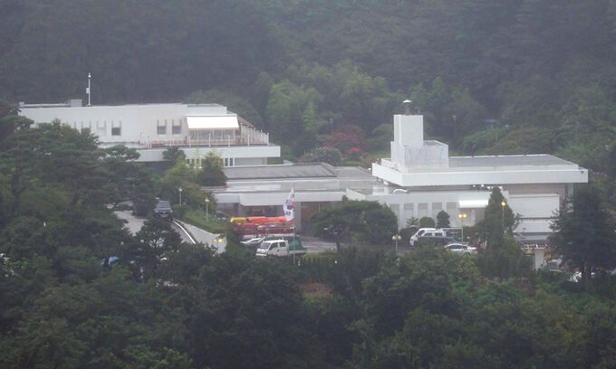 새 대통령 관저 공사가 진행 중인 한남동 외교부 장관 공관 모습. 연합뉴스