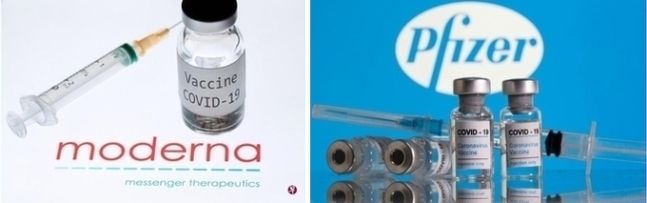 메신저리보핵산(mRNA) 계열인 모더나(오른쪽 사진)과 화이자의 신종 코로나 바이러스 감염증(코로나19) 예방 백신. 세계일보 자료사진