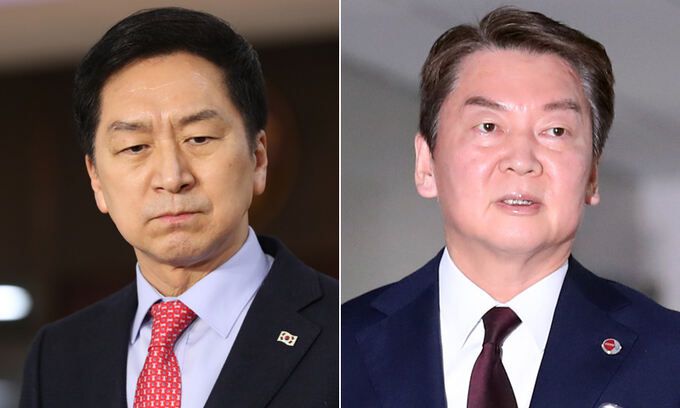 국민의힘 전당대회 당권주자인 김기현 후보(왼쪽), 안철수 후보. 뉴시스
