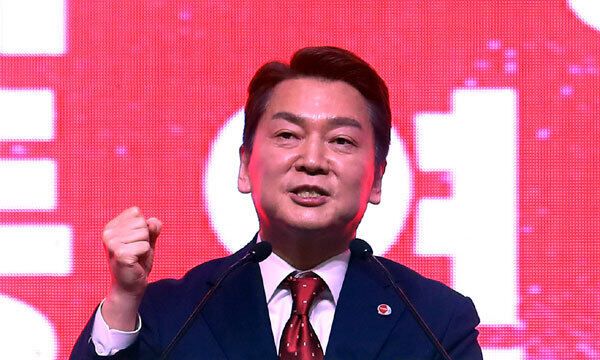 안철수 국민의힘 당대표 후보가 28일 오후 대구 북구 엑스코에서 열린 국민의힘 제3차 전당대회 대구·경북 합동연설회에서 정견발표를 하고 있다. 뉴시스