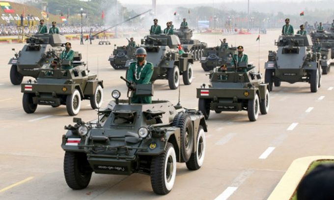 군부 쿠데타 직후인 지난 2021년 3월 미얀마 ‘국군의 날’을 맞아 육군 부대가 시가행진을 하는 모습. 세계일보 자료사진