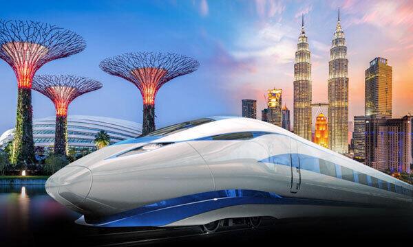 말레이시아 쿠알라룸푸르 시내를 배경으로 해서 작성한 싱가포르∼쿠알라룸푸르 구간 고속철도 이미지. 세계일보 자료사진