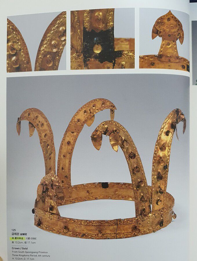 국립문화재연구소가 2005년 발간한 ‘오구라 컬렉션 한국문화재’에 소개된 금제관과 금제관 세부.