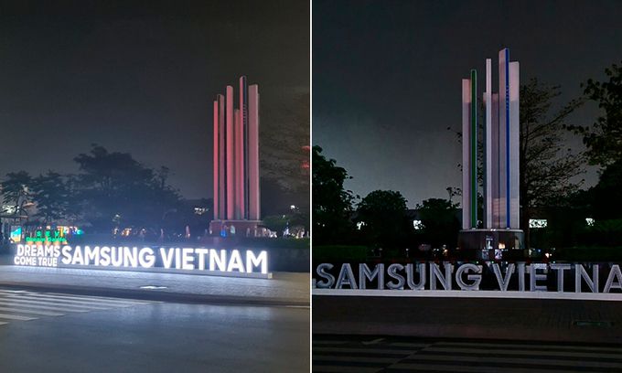 삼성전자는 지난 4월22일 지구의 날을 기념하는 기후변화주간을 맞아 국내는 물론 글로벌 사업장에서 에너지 절약을 위한 소등 행사를 진행했다. 사진은 베트남 박닌성 삼성전자 베트남법인(SEV) 소등 전후. 삼성전자 제공