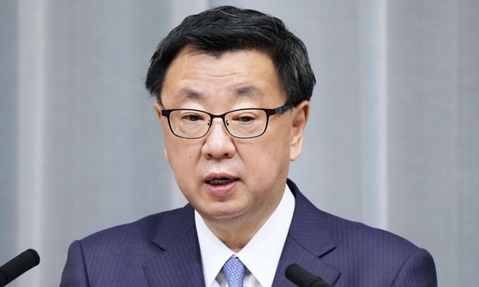 마쓰노 히로카즈 관방장관. 교도연합뉴스