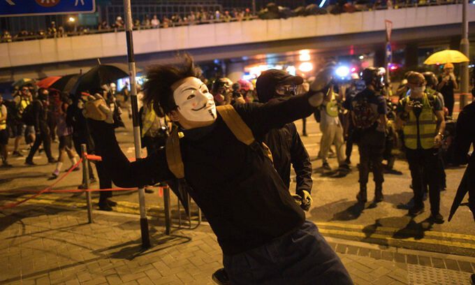 지난 2019년 9월 28일(현지시간) 홍콩 도심 애드머럴티 지역에서 시위대가 도로를 점거하고 있다. 홍콩=AFP연합뉴스