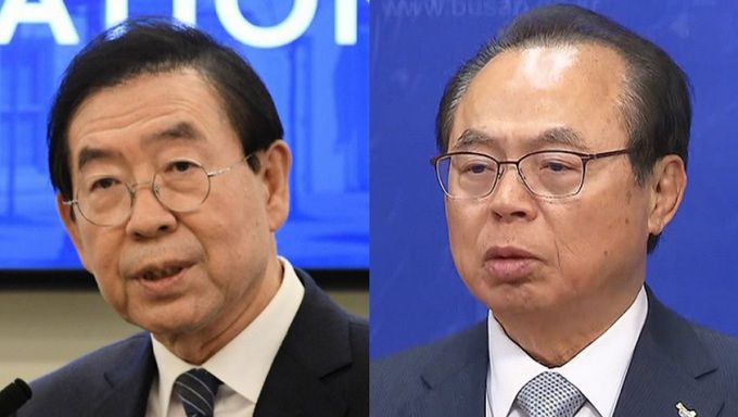 고 박원순 전 서울시장(왼쪽)과 오거돈 전 부산시장. 세계일보 자료사진