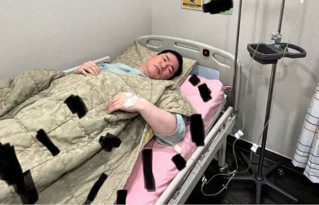 유동규 전 성남도시개발공사 기획본부장이 사고 이튿날인 6일 공개한 병상 사진. 유재일 유튜브 갈무리