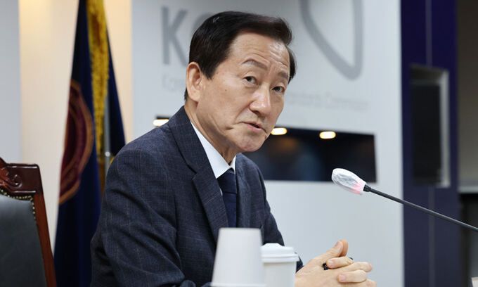 지난 8일 류희림 방송통신심의위원장이 서울시 목동 한국방송회관에서 열린 2024년 제1차 전체 회의에서 발언하고 있다. 연합뉴스