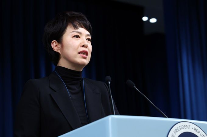 지난해 11월30일 당시 김은혜 대통령실 홍보수석이 서울 용산 대통령실 청사 브리핑룸에서 정책실장직 신설 등 대통령실 조직 개편 관련 브리핑을 하고 있다. 뉴시스