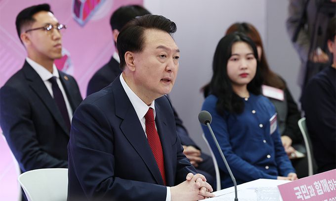 윤석열 대통령이 지난 1월 25일 경기도 의정부시청 대강당에서 열린 '국민과 함께하는 민생토론회 - 여섯 번째, 출퇴근 30분 시대, 교통격차 해소'에서 발언하고 있다. 대통령실통신사진기자단