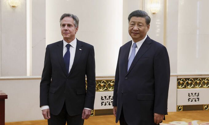 지난 2023년 6월 19일 중국 베이징에서 만난 토니 블링컨 미국 국무장관과 시진핑 중국 국가주석. AP연합뉴스
