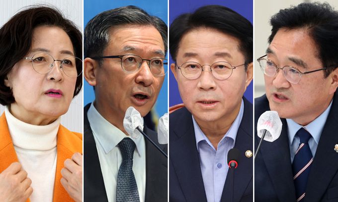 추미애 당선자(왼쪽부터), 정성호, 조정식, 우원식 더불어민주당 의원. 세계일보·뉴시스·연합뉴스·뉴스1