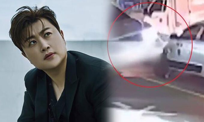 가수 김호중(왼쪽), 사고 장면. 생각엔터테인먼트·SBS 뉴스 화면 캡처